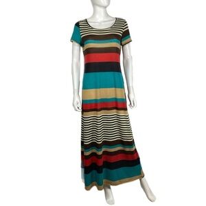 Andrea Missy Striped Short Sleeve Maxi Dress